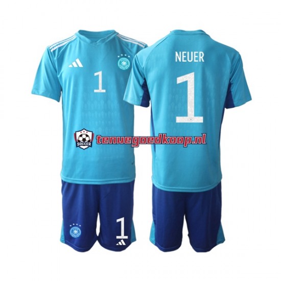 Thuis Tenue van Duitsland Keepersshirt Manuel Neuer 1 Kind 2-13 jaar WK 2022 Korte Mouw