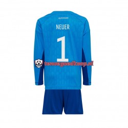 Thuis Tenue van Duitsland Keepersshirt Manuel Neuer 1 Kind 2-13 jaar WK 2022 Lange Mouw