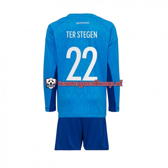 Thuis Tenue van Duitsland Keepersshirt ter Stegen 22 Kind 2-13 jaar WK 2022 Lange Mouw