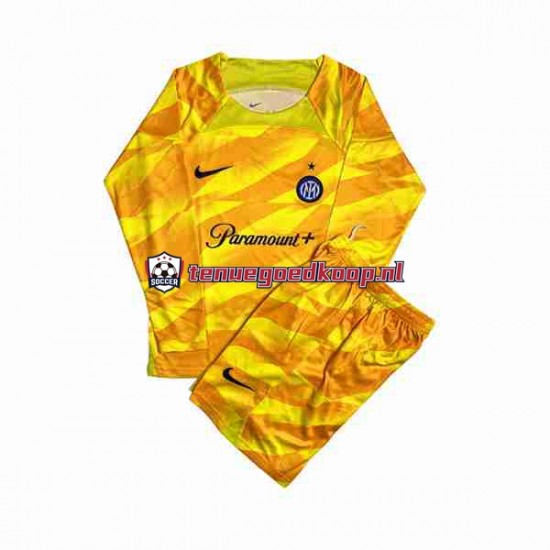 Thuis Tenue van Inter Milan Keepersshirt Kind 2-13 jaar 2023-24 Lange Mouw