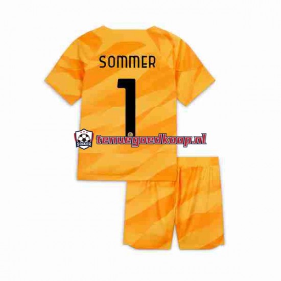 Thuis Tenue van Inter Milan Keepersshirt Sommer 1 Kind 2-13 jaar 2023-24 Korte Mouw