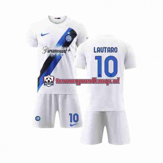 Uit Tenue van Inter Milan Lautaro Martinez 10 Kind 2-13 jaar 2023-24 Korte Mouw