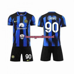 Thuis Tenue van Inter Milan Lukaku 90 Kind 2-13 jaar 2023-24 Korte Mouw