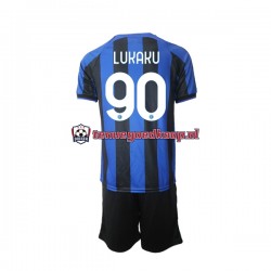 Thuis Tenue van Inter Milan Romelu Lukaku 90 Kind 2-13 jaar 2022-23 Korte Mouw