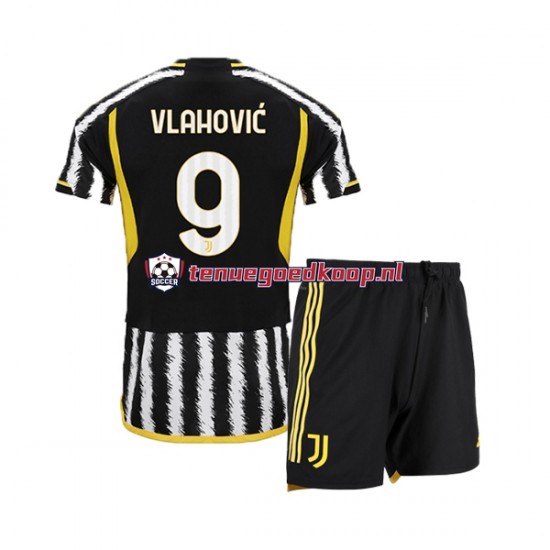 Thuis Tenue van USA Juventus Dn Vlahovic 9 Kind 2-13 jaar 2023-24 Korte Mouw