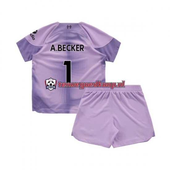 Thuis Tenue van Liverpool Keepersshirt Alisson Becker 1 Kind 2-13 jaar 2022-23 Korte Mouw