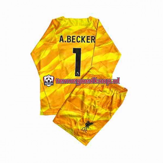 3de Tenue van Liverpool Keepersshirt A.Becker 1 Kind 2-13 jaar 2023-24 Lange Mouw