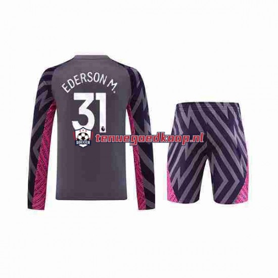 Uit Tenue van Manchester City Keepersshirt Ederson Moraes 31 Kind 2-13 jaar 2023-24 Lange Mouw