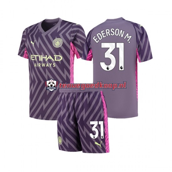 Uit Tenue van Manchester City Keepersshirt Ederson Moraes 31 Kind 2-13 jaar 2023-24 Korte Mouw