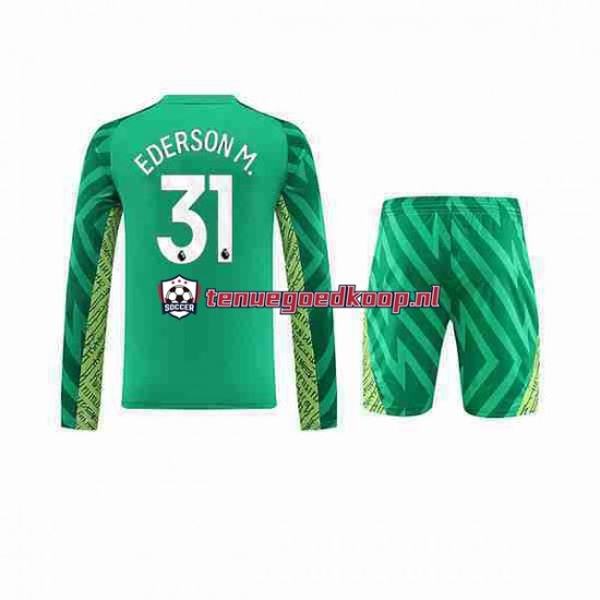 Thuis Tenue van Manchester City Keepersshirt Ederson Moraes 31 Kind 2-13 jaar 2023-24 Lange Mouw