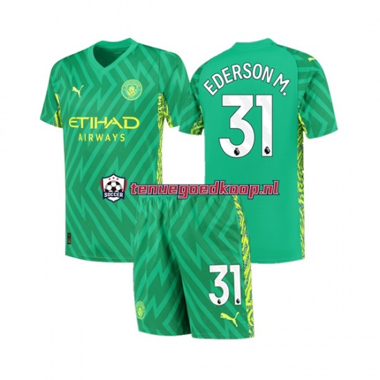 Thuis Tenue van Manchester City Keepersshirt Ederson Moraes 31 Kind 2-13 jaar 2023-24 Korte Mouw