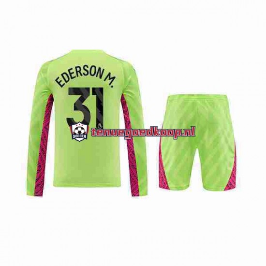 3de Tenue van Manchester City Keepersshirt Ederson Moraes 31 Kind 2-13 jaar 2023-24 Lange Mouw