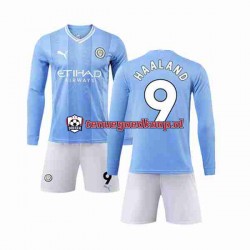 Thuis Tenue van Manchester City Haaland 9 Kind 2-13 jaar 2023-24 Lange Mouw