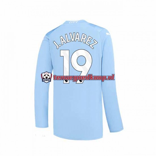 Thuis Tenue van Manchester City J. ALVAREZ 19 Heren 2023-24 Lange Mouw