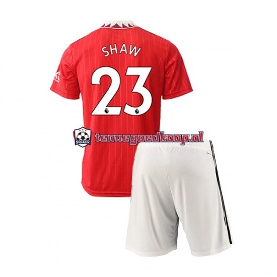 Thuis Tenue van Manchester United Luke Shaw 23 Kind 2-13 jaar 2022-23 Korte Mouw