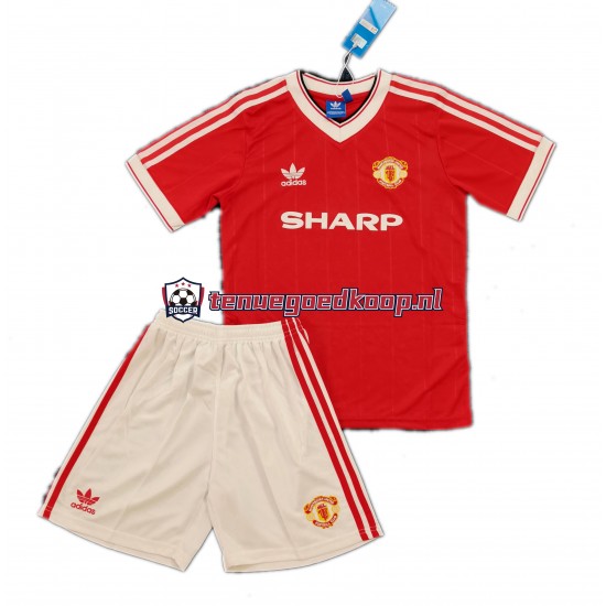 Thuis Retro Tenue van Manchester United 1984 Kind 2-13 jaar Korte Mouw