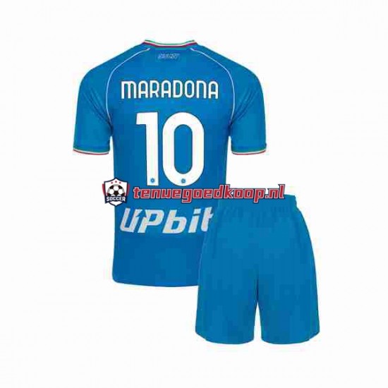 Thuis Tenue van Napoli Maradona 10 Kind 2-13 jaar 2023-24 Korte Mouw