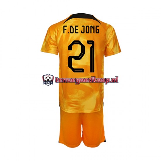 Thuis Tenue van Nederland Frenkie de Jong 21 Kind 2-13 jaar WK 2022 Korte Mouw