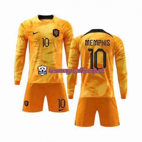 Thuis Tenue van Nederland Memphis 10 Kind 2-13 jaar WK 2022 Lange Mouw