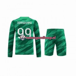 Thuis Tenue van Paris Saint-Germain Keepersshirt Donnarumma 99 Kind 2-13 jaar 2023-24 Lange Mouw