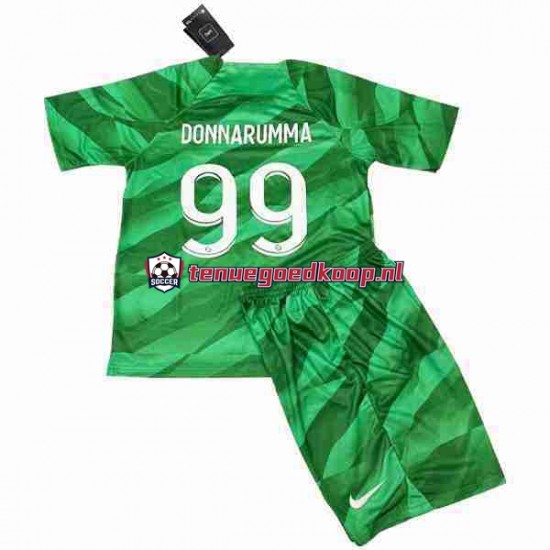 Thuis Tenue van Paris Saint-Germain Keepersshirt Donnarumma 99 Kind 2-13 jaar 2023-24 Korte Mouw