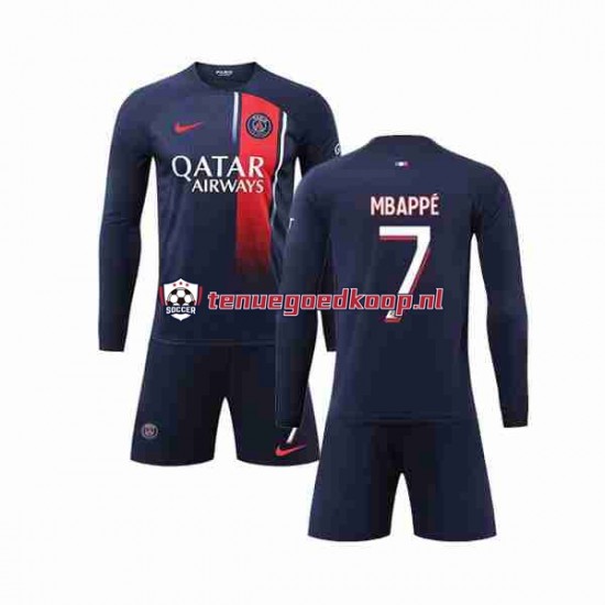 Thuis Tenue van Paris Saint-Germain Kylian Mbappe 7 Kind 2-13 jaar 2023-24 Lange Mouw