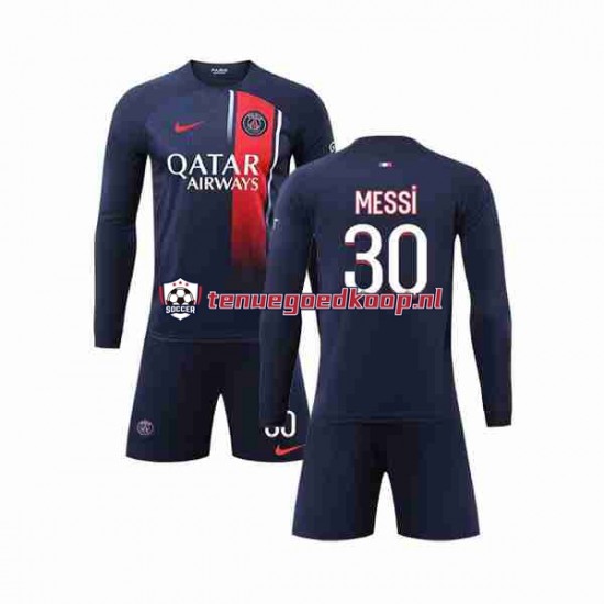 Thuis Tenue van Paris Saint-Germain Lionel Messi 30 Kind 2-13 jaar 2023-24 Lange Mouw