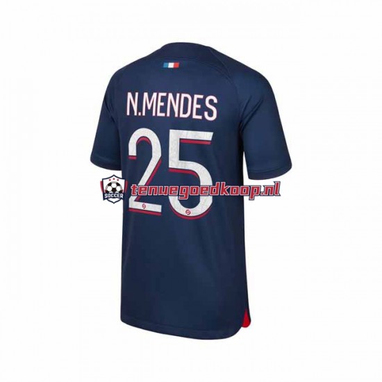 Thuis Tenue van Paris Saint-Germain N.Mendes 25 Heren 2023-24 Korte Mouw