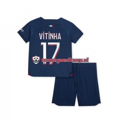 Thuis Tenue van Paris Saint-Germain Vitinha 17 Kind 2-13 jaar 2023-24 Korte Mouw