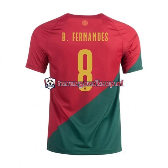 Thuis Tenue van Portugal B.Fernandes 8 Heren WK 2022 Korte Mouw