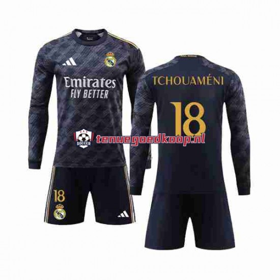 Uit Tenue van Real Madrid Aurelien Tchouameni 18 Kind 2-13 jaar 2023-24 Lange Mouw