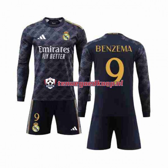 Uit Tenue van Real Madrid Benzema 9 Kind 2-13 jaar 2023-24 Lange Mouw