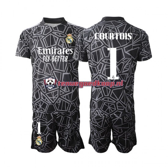 Uit Tenue van Real Madrid Keepersshirt Courtois 1 Kind 2-13 jaar 2022-23 Korte Mouw