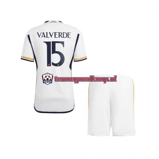 Thuis Tenue van Real Madrid Federico Valverde 15 Kind 2-13 jaar 2023-24 Korte Mouw