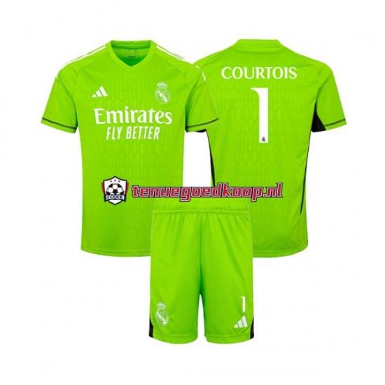 Thuis Tenue van Real Madrid Keepersshirt Thibaut Courtois 1 Kind 2-13 jaar 2023-24 Korte Mouw