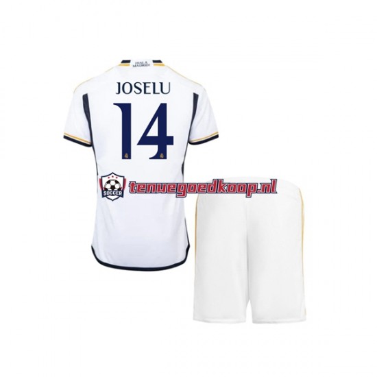 Thuis Tenue van Real Madrid JOSELU 14 Kind 2-13 jaar 2023-24 Korte Mouw