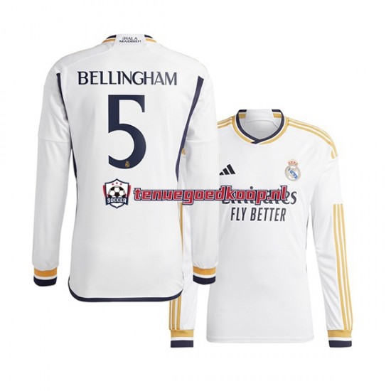 Thuis Tenue van Real Madrid Jude Bellingham 5 Heren 2023-24 Lange Mouw