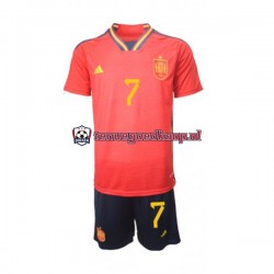 Thuis Tenue van Spanje Alvaro Morata 7 Kind 2-13 jaar WK 2022 Korte Mouw