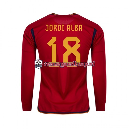 Thuis Tenue van Spanje JORDI ALBA 18 Heren WK 2022 Lange Mouw