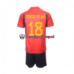 Thuis Tenue van Spanje Jordi Alba 18 Kind 2-13 jaar WK 2022 Korte Mouw