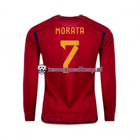 Thuis Tenue van Spanje MORATA 7 Heren WK 2022 Lange Mouw