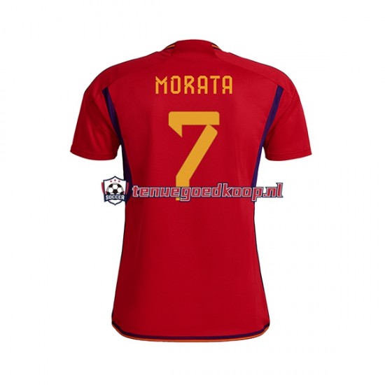 Thuis Tenue van Spanje MORATA 7 Heren WK 2022 Korte Mouw