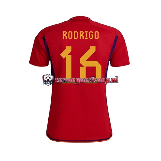 Thuis Tenue van Spanje RODRIGO 16 Heren WK 2022 Korte Mouw