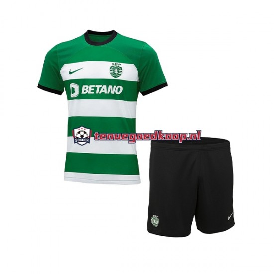 Thuis Tenue van Sporting CP Kind 2-13 jaar 2023-24 Korte Mouw