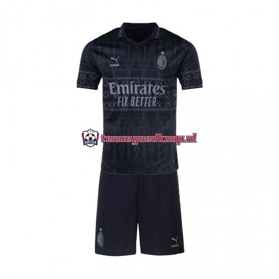 4de Tenue van AC Milan Kind 2-13 jaar 2023-24 Korte Mouw Zwart