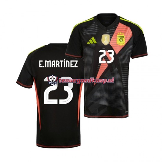 Thuis Tenue van Argentinië Keepersshirt Emiliano Martinez 23 Copa America Heren 2024 Korte Mouw Zwart