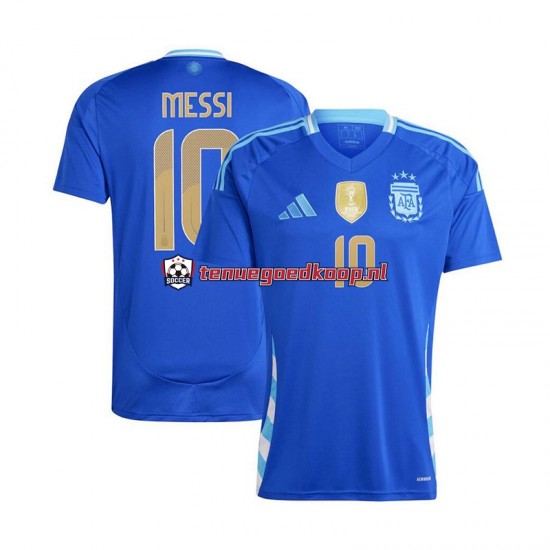 Uit Tenue van Argentinië Lionel Messi 10 Copa America Heren 2024 Korte Mouw Blauw