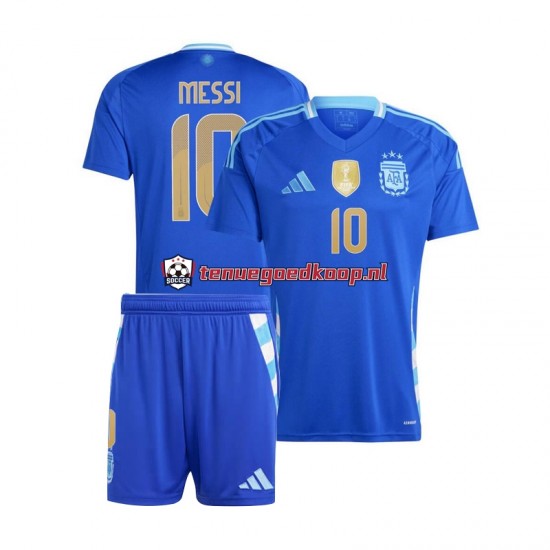 Uit Tenue van Argentinië Lionel Messi 10 Copa America Kind 2-13 jaar 2024 Korte Mouw Blauw