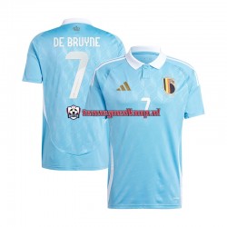 Uit Tenue van België De Bruyne 7 Heren EK 2024 Korte Mouw Blauw