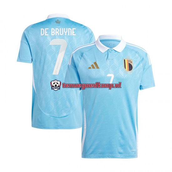 Uit Tenue van België De Bruyne 7 Heren EK 2024 Korte Mouw Blauw